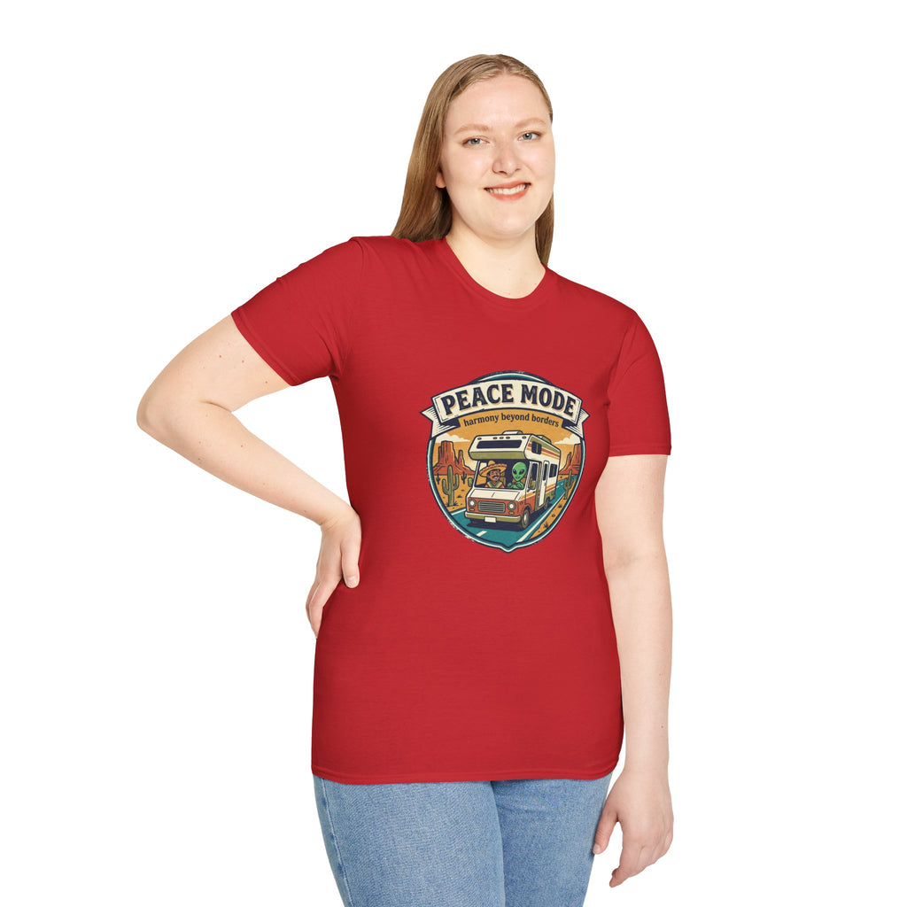 Harmony Beyond Borders RV Road Trip T‑Shirt — Alien & Mexican Driving Together