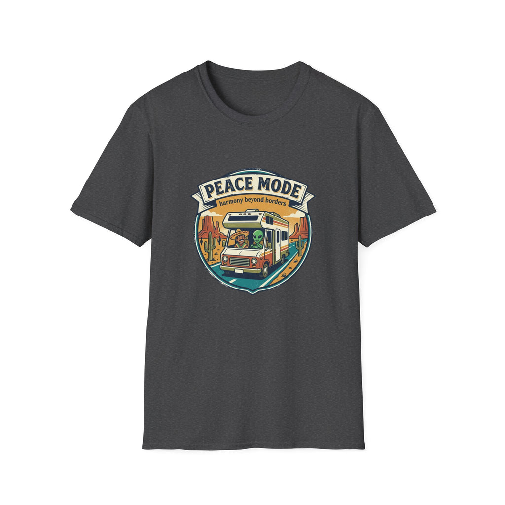 Harmony Beyond Borders RV Road Trip T‑Shirt — Alien & Mexican Driving Together