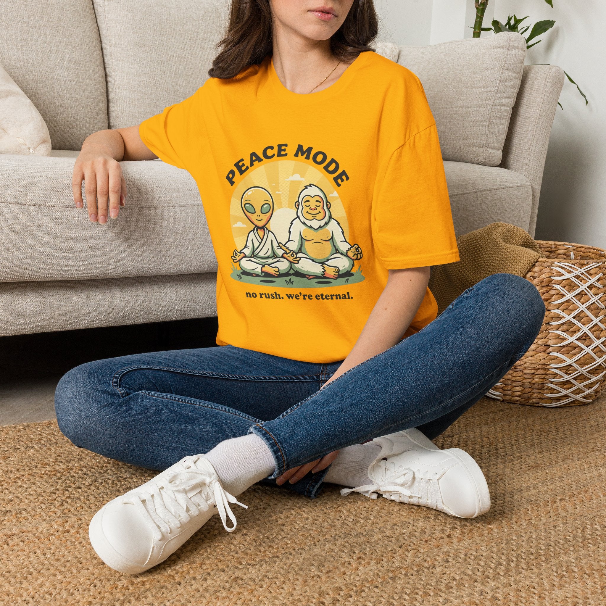 No Rush. We're Eternal T-Shirt | Alien + Bigfoot