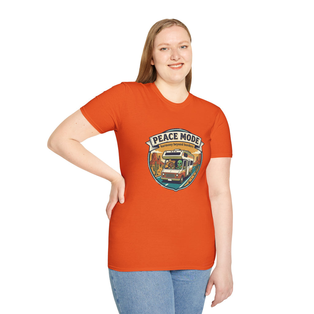 Harmony Beyond Borders RV Road Trip T‑Shirt — Alien & Mexican Driving Together