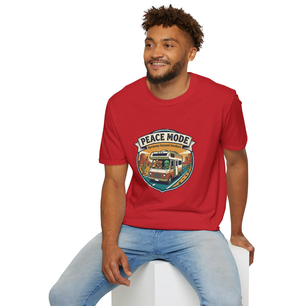 Harmony Beyond Borders RV Road Trip T‑Shirt — Alien & Mexican Driving Together