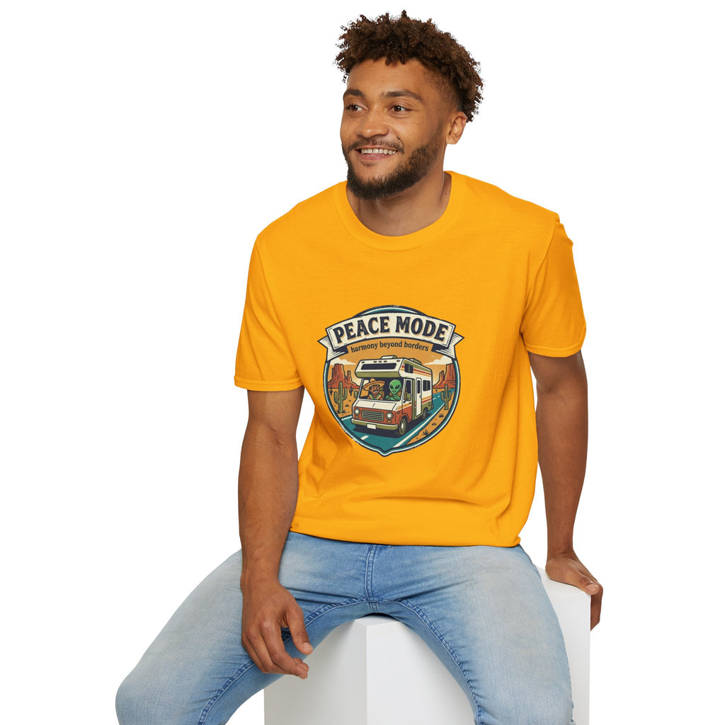 Harmony Beyond Borders RV Road Trip T‑Shirt — Alien & Mexican Driving Together