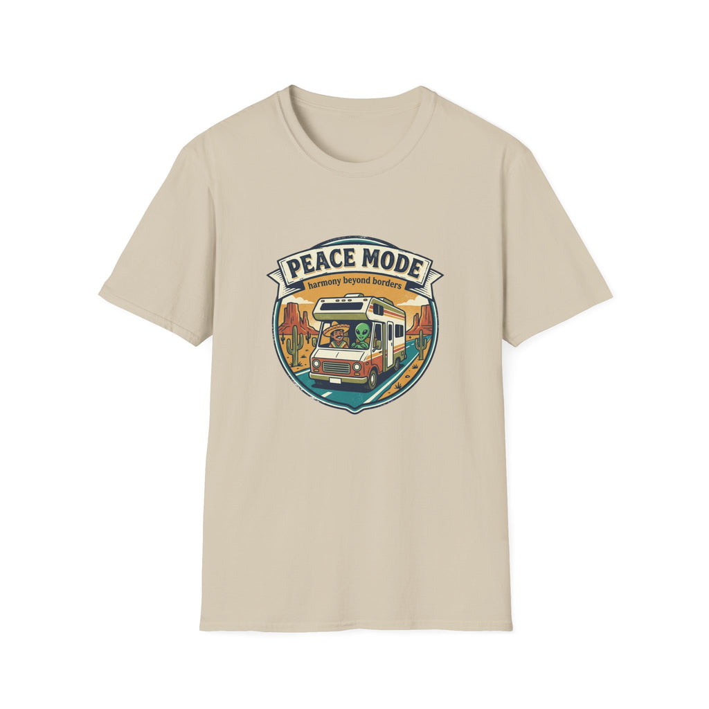 Harmony Beyond Borders RV Road Trip T‑Shirt — Alien & Mexican Driving Together
