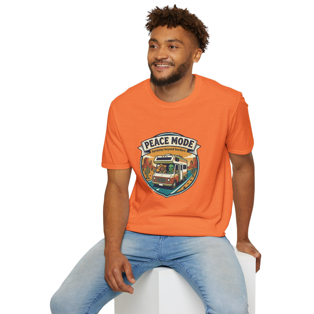 Harmony Beyond Borders RV Road Trip T‑Shirt — Alien & Mexican Driving Together