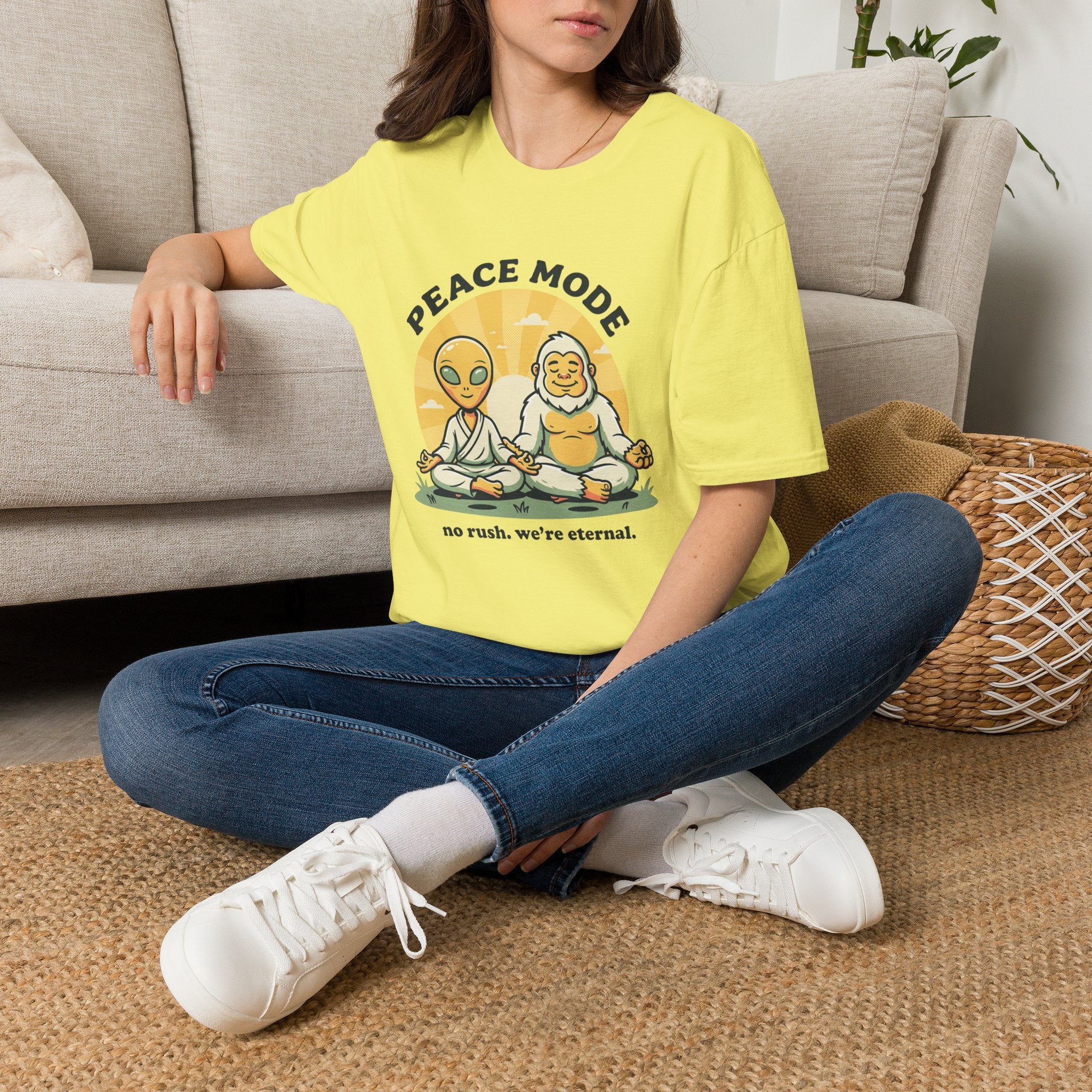 No Rush. We're Eternal T-Shirt | Alien + Bigfoot