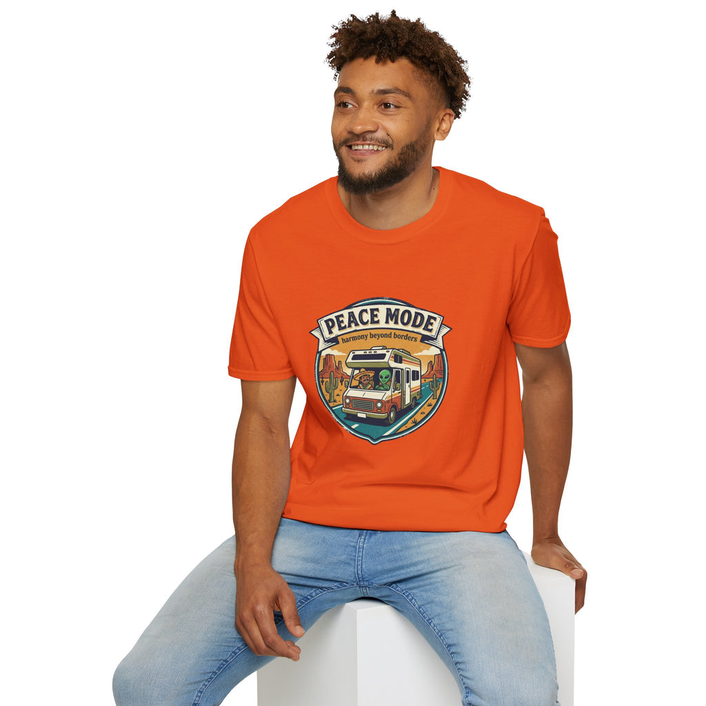 Harmony Beyond Borders RV Road Trip T‑Shirt — Alien & Mexican Driving Together